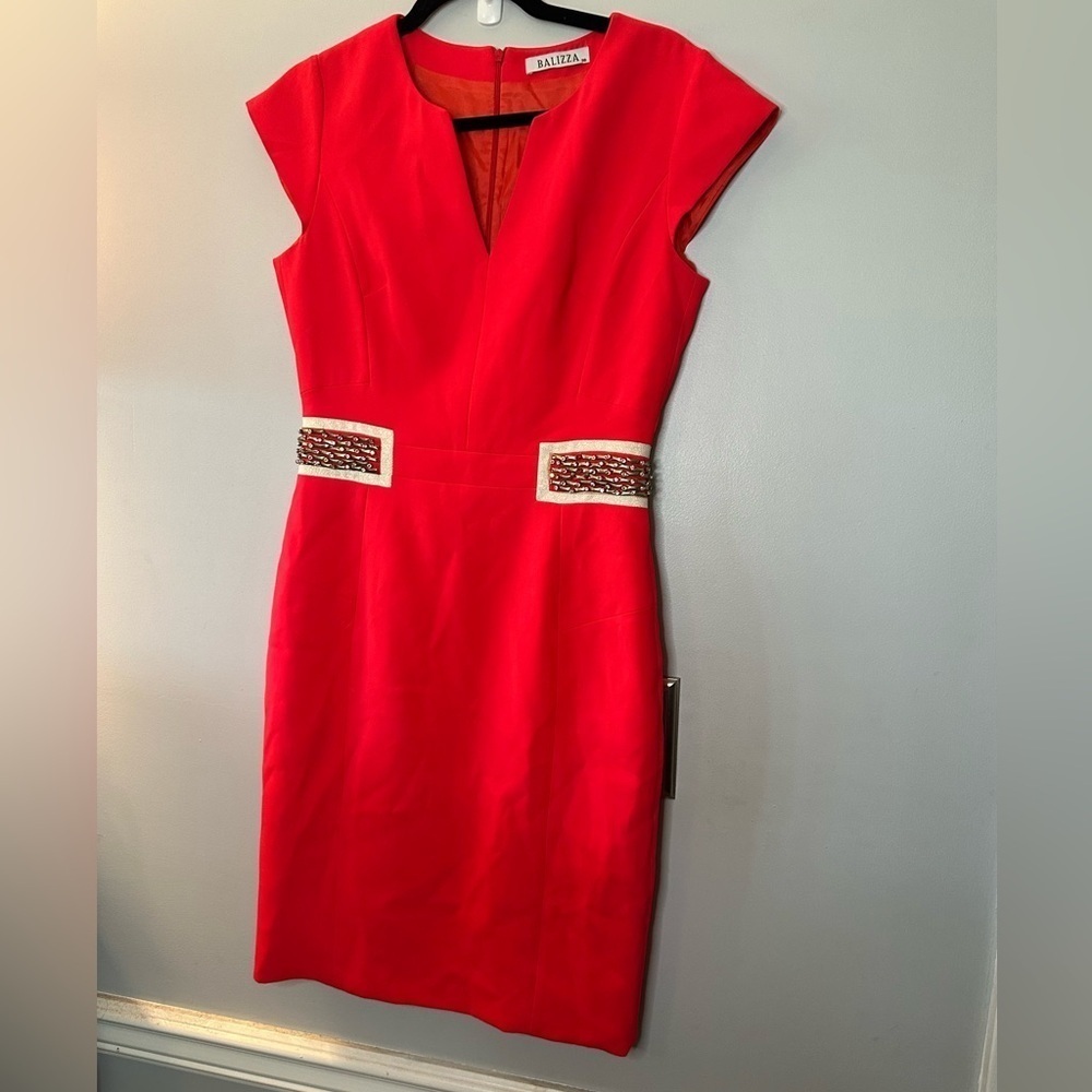 Balizza coral neon dress with sequin waistline detailing size 38